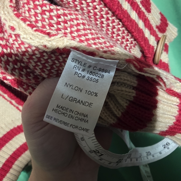 Immodel Size Large EUC Stylish Red and Cream Women's Sweater PTP 25 - Picture 4 of 4
